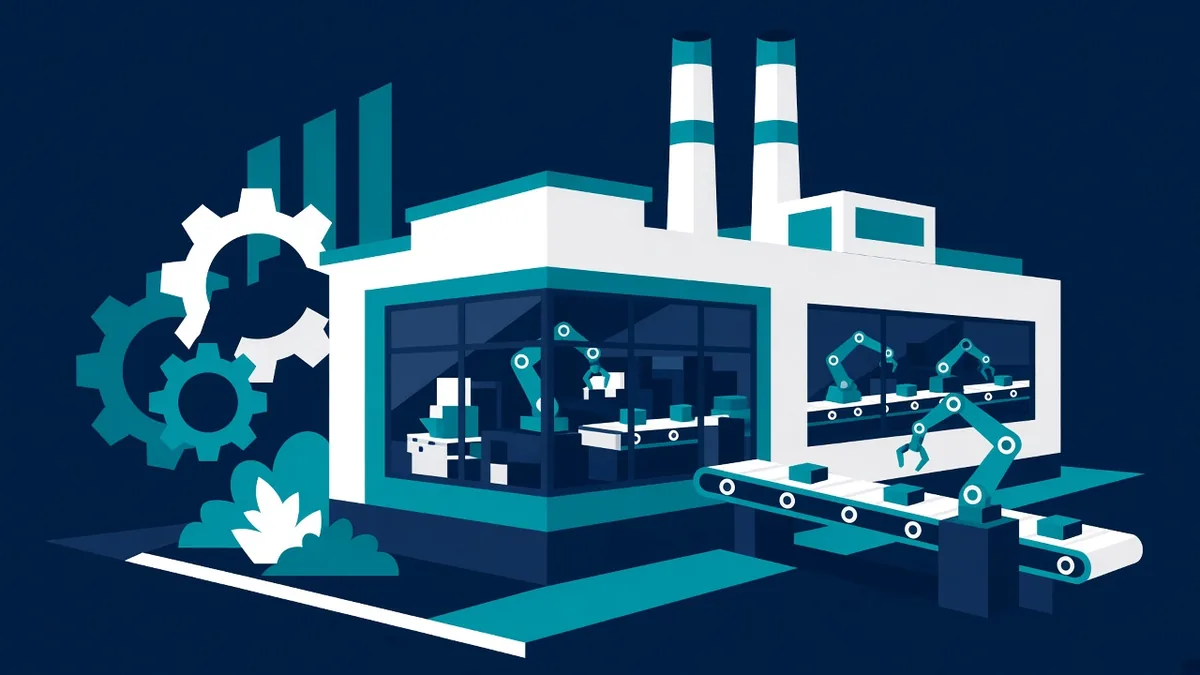 Flat illustration of factory robot arms