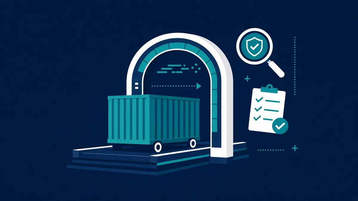 Flat illustration of cargo containers and trade routes
